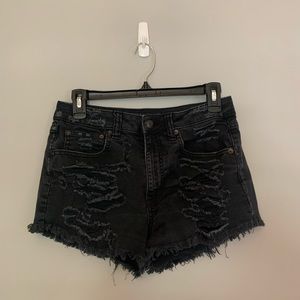 American Eagle black denim shorts